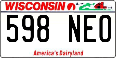 WI license plate 598NEO