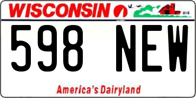 WI license plate 598NEW