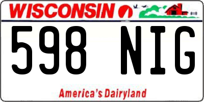 WI license plate 598NIG