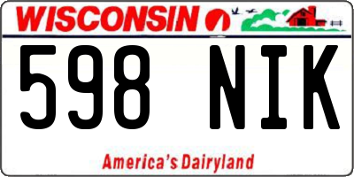 WI license plate 598NIK