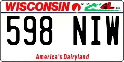 WI license plate 598NIW
