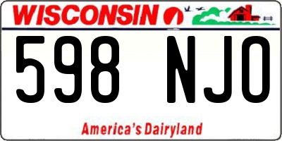 WI license plate 598NJO