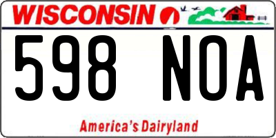 WI license plate 598NOA