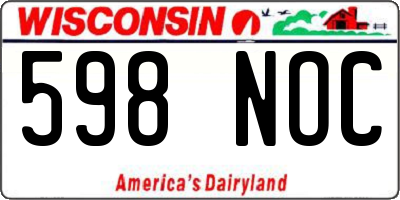 WI license plate 598NOC