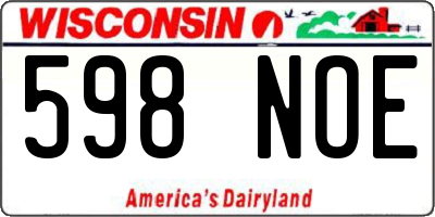 WI license plate 598NOE