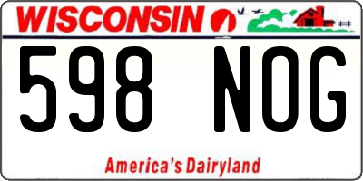 WI license plate 598NOG