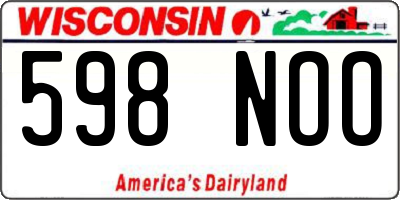 WI license plate 598NOO