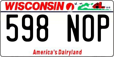 WI license plate 598NOP