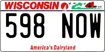 WI license plate 598NOW