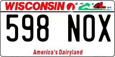 WI license plate 598NOX
