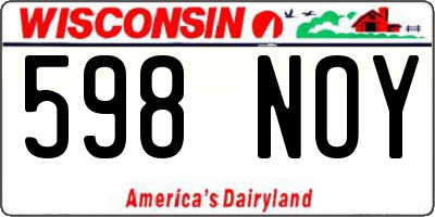 WI license plate 598NOY