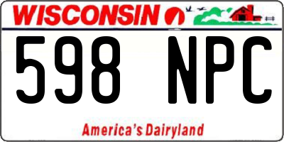 WI license plate 598NPC