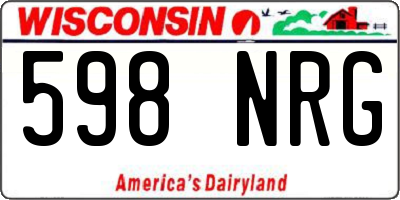 WI license plate 598NRG
