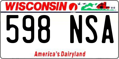 WI license plate 598NSA
