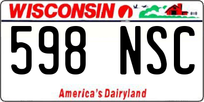 WI license plate 598NSC