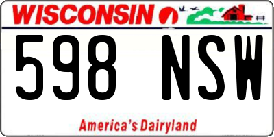 WI license plate 598NSW