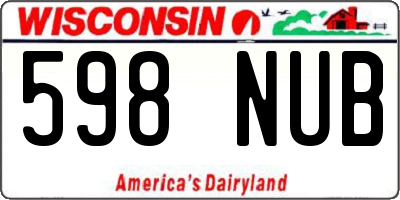 WI license plate 598NUB