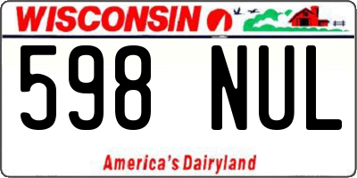WI license plate 598NUL