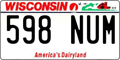 WI license plate 598NUM