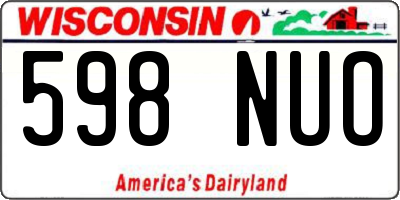 WI license plate 598NUO