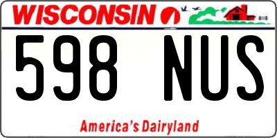 WI license plate 598NUS