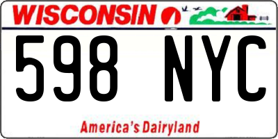 WI license plate 598NYC