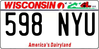 WI license plate 598NYU