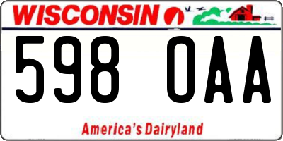 WI license plate 598OAA