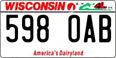 WI license plate 598OAB