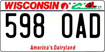 WI license plate 598OAD