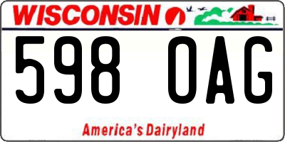WI license plate 598OAG