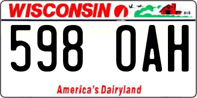 WI license plate 598OAH