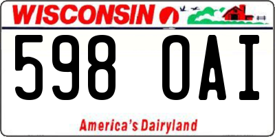 WI license plate 598OAI