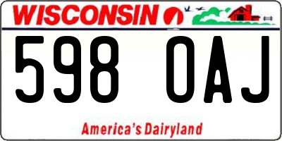 WI license plate 598OAJ