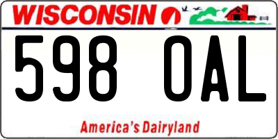 WI license plate 598OAL