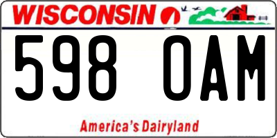 WI license plate 598OAM