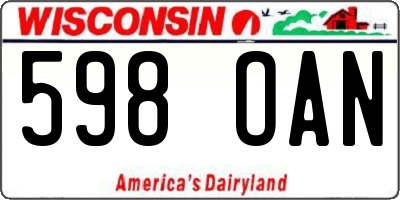 WI license plate 598OAN