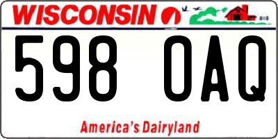 WI license plate 598OAQ