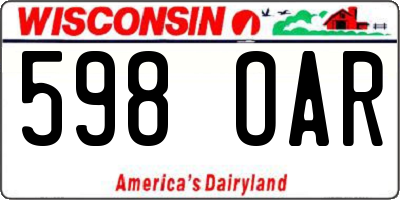 WI license plate 598OAR