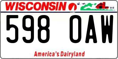 WI license plate 598OAW