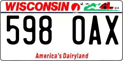WI license plate 598OAX