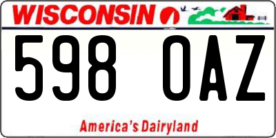WI license plate 598OAZ