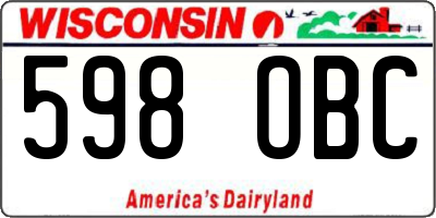 WI license plate 598OBC