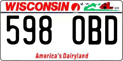 WI license plate 598OBD