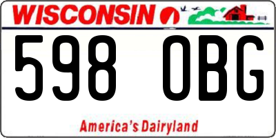 WI license plate 598OBG