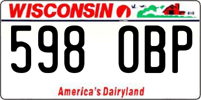 WI license plate 598OBP