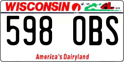 WI license plate 598OBS