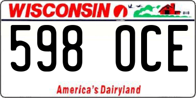 WI license plate 598OCE