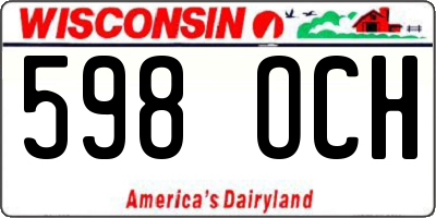 WI license plate 598OCH