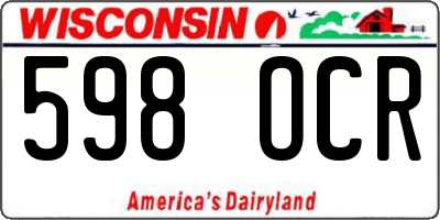 WI license plate 598OCR